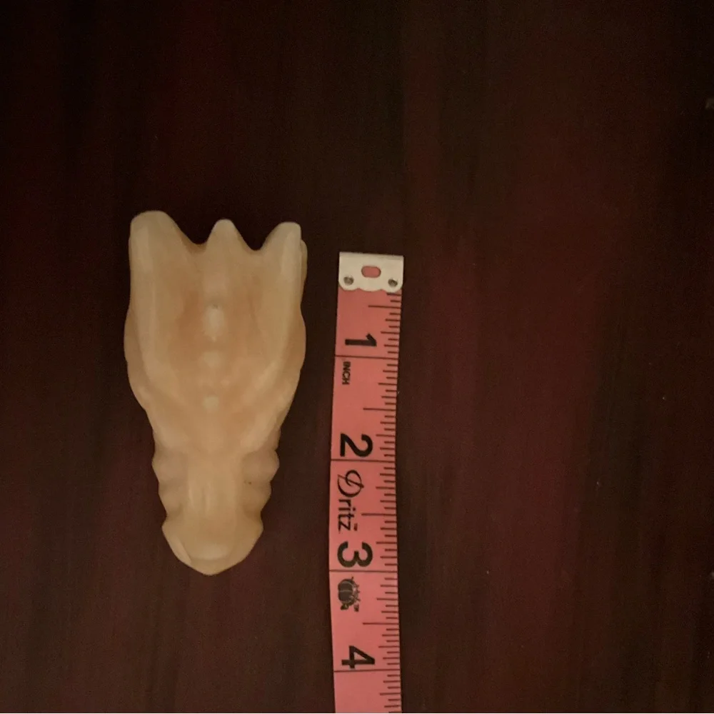 Carved Peach Agate Dragon Head Sculpture Gemstone Crystal